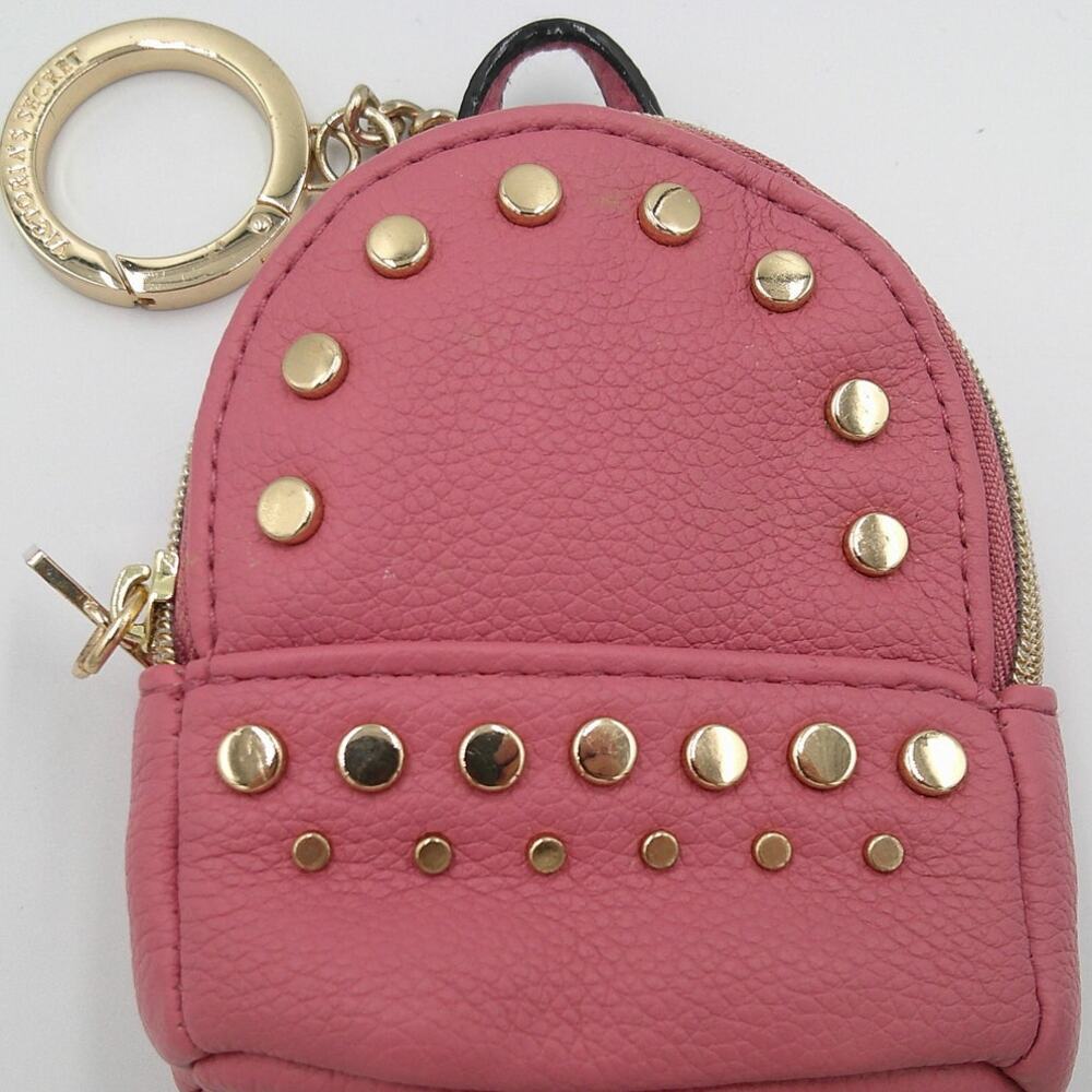 Victoria's Secret Wild Rose Faux Leather Mini Backpack Keychain Bag Charm New